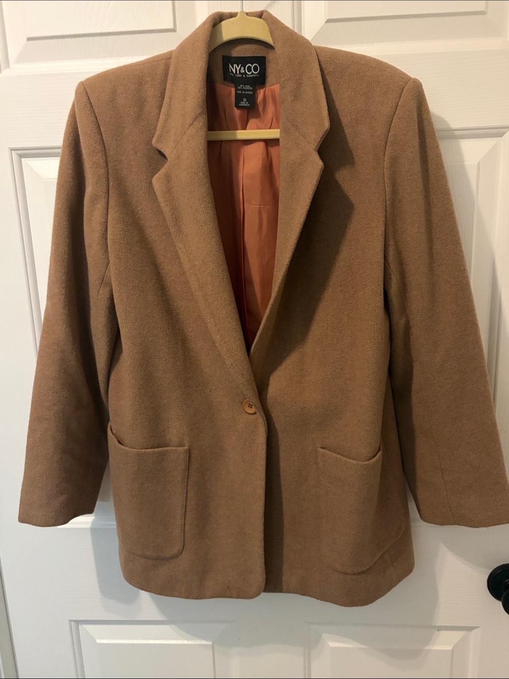 New York & Company Tan Single-Button Blazer Jacket
